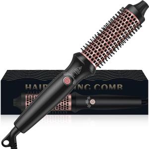 Thermal Brush-Blowout brushs,10 Temperatures LCD Display Upgrade to 400F 1.5 in Heated Round-Brush Curling Iron Heated Ceramic Tourmaline Ionic Comb 110-240V Volum for Any Hair Type (Black)
