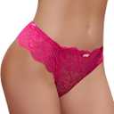 Milumia Women V Cut Bow Knot Lace Sexy Panties Romantic Cheeky Lingerie Underwear Briefs Small, Pink