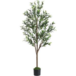 Alupssuc 5ft Olive Tree Artificial Indoor, Fake Tree Potted Faux Olive Trees with Lifelike Fruits and Realistic Leaves, Artificial Plants Indoor Fake Plants for Modern Home Office Living Room Decor