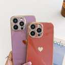 Compatible with iPhone 12 Pro Max Case for Women Girls, Luxury Fashion Plating Edge & Cute Love Heart Soft TPU Shockproof Protection Phone Case for iPhone 12 Pro Max 6.7 Inches,Mint Green