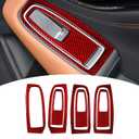 Bilisin Compatible with Car Window Lift Switch Button Control Sticker Carbon Fiber Panel Trim Cover Interior Accessories for Subaru Outback 2021 2022 2023 (7Pcs Red)