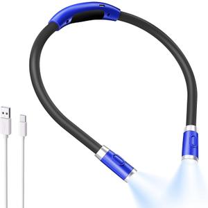 LUXJET Neck Reading Light & Book Lights - 3 Color & 6 Brightness, Flexible Arm, 80H Rechargeable - Christmas Gift White Elephant Gifts for Book Lovers (Dark Blue)