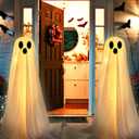 Halloween Decorations Outdoor Indoor-2 Packs Light Up Ghost-Lighted Spooky Ghost Decor with LED String Lights for Home Outside Porch Garden Yard Lawn Party Decorations