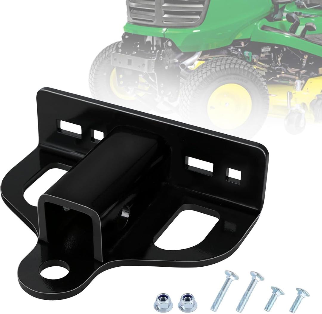 Zero Turn Lawn Mower Hitch with 1-1/4" Receiver, 6mm Reinforced Steel Trailer Receiver with Universal Fit, Chain Slots & Corrosion-Resistant Coating Compatible with Many Models Lawn Mower, Tractor