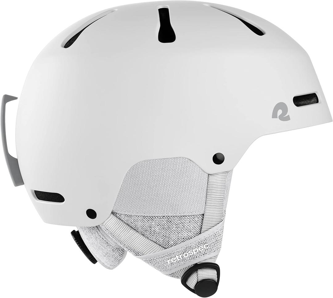 Retrospec Comstock Ski Helmet - Snowboard Helmet for Adults & Youth - Adjustable Fit Snow Helmet with Protective Shell and Breathable Vents for Men, Women, Boys & Girls (Matte White)