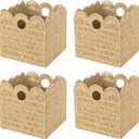 4 Pcs 12x12 Scalloped Wicker Storage Cubes - Woven Paper Rope Storage Baskets, Foldable Square Bins with Handles, Collapsible Containers for Shelves, Closets, 11.8×11.8×11.8"