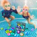 Diving Gem Pool Toy 10PCS DISHIO Big Colorful Diamond Diving Toy with Treasure Box Chest Pirate Pool Toys for Kids Toddlers Underwater Sinking Dive Gemstone for Swimming Bath Birthday Party Decoration