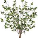Sggvecsy 43 6Pcs Artificial Ficus Branches Faux Leaf Spray Green Eucalyptus Branches Artificial Greenery Stems Fake Ficus Twig Plants for Home Office Wedding Vase Filler Shop Decoration