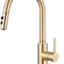 RULIA Kitchen Faucet, Kitchen Sink Faucet, Sink Faucet, Pull-Down Kitchen Faucets, Bar Kitchen Faucet, Brushed Brass, Metal Spray Head, RB1068