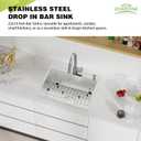 Stainless Steel Drop In Kitchen And Bar Sink - 22x18 Inch Single Bowl Topmount Bar Sink Come With SS Grid,Silicon Mat,Drain Strainer Set