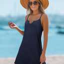 Ekouaer Sleeveless Nightgowns for Women Racerback Night Gowns Ribbed Knit Sleep Shirt Sexy V Neck Spaghetti Strap Dress (L)