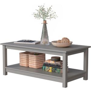 Coffee Table with Storage Shelf Gray - Elevate Your Living Room with a Versatile Statement Piece (Grey)