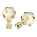 PATIKIL 1/4-27 Lamp Finial Cap for Lampshade Harp Top, 2Pcs Cap Nut Screw Cap Knob Clear Spiral Ball Shaped Glass Lamp Shade Decoration for Table Floor Lamp, Yellow