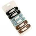 6 Pcs 2.5 Inch Matte Metal Snap Hair Clips Grips Hair Barrettes Rectangle BB Clips Pins for Girls, Women, Hair Accessories, keep loose hairs bangs and flyaways away from face (Black-Blue Set)