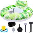Motorized Pool Float for Adults | Battery Inflatable Pool Lounger with Motor Backrest, Cup Holder, Pusher Handles, Foot Pump, Lounger for Summer Lake Fun