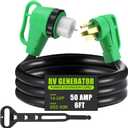 Kanayu 6 FT 50 Amp NEMA 14-50P to SS2-50R RV Generator Cord Extension Cord with 90 Degree Locking Grip Handle, RV Power Cable with Locking Connector, Heavy Duty STW Wire with Organizer