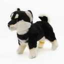 Kawaii Black Shiba Inu Dog Plush Toy Realistic Simulation Soft Stuffed Animal Akita Puppy Plushie Pillow Toys Lifelike Dog Home Decoration 11'' Long (Black and White)
