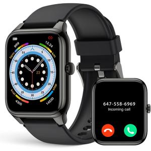 EGQINR Smart Watch, 1.78" AMOLED 368 * 448 HD Screen, 69 Sports Modes Fitness Tracker with Heart Rate, Blood Oxygen, Sleep, IP68 Waterproof Smartwatch with Bluetooth Call for Android iOS