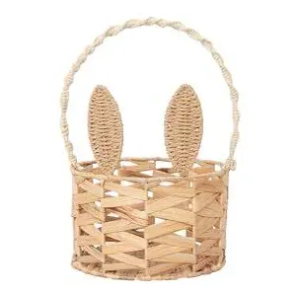 Basket with Handle Kids Cute Bunny Easter Basket Bunny Harvest Flowers Toys Mini Picnic Knitted Birthday Organiser