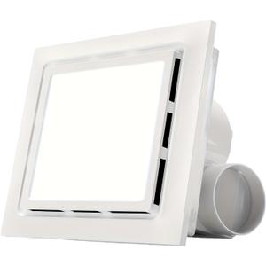 Bathroom Exhaust Fan With Light, Square White Design, Durable Structure, Silent Ventilation Fan, Suitable For Bathrooms, Laundries, Offices, Hotels