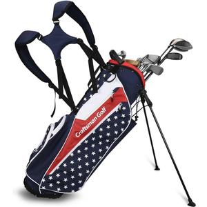 Craftsman Golf Lightweight USA Style Red White Blue Golf Bag 4 Divider Fits Up to 14 Clubs with Rain Cover Dual Back Strap