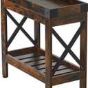 Narrow Side Table, Slim End Table,Sofa Side Table, End Table Nightstand for Bedroom, Living Room, Small Spaces (Rustic Brown)