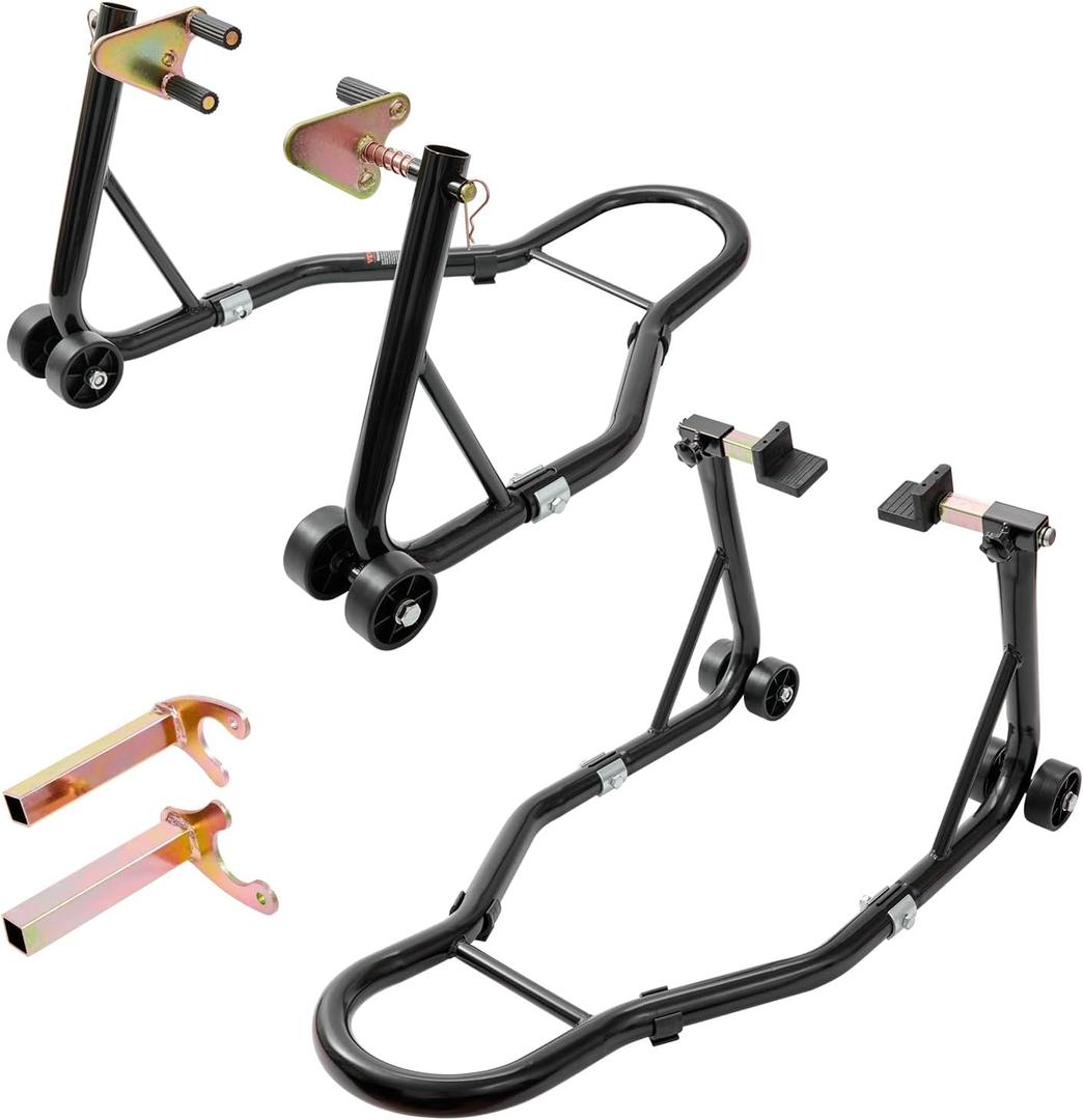 VEVOR Motorcycle Stand Lift 850lbs Front Rear Combo Stand Lift Stand Front Wheel Fork Stand Rear U+L Fork Swingarm Spool Stand Compatible with Most Yamaha Honda Kawasaki Suzuki Motorcycles Black VEVOR Motorcycle Stand Lift 850lbs Front Rear Combo Stand Lift Stand Front Wheel Fork Stand Rear U+L Fork Swingarm Spool Stand Compatible with Most Yamaha Honda Kawasaki Suzuki Motorcycles Black