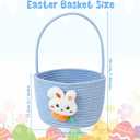 DERAYEE Easter Basket with Handle, Cute Bunny Carrot Basket Easter Egg Hunts Gift Baskets for Easter Party Favors Candy Gifts Storage (Blue)