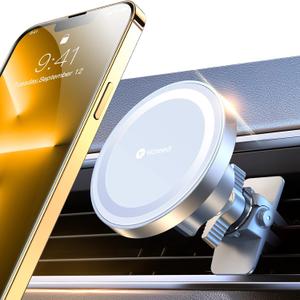 VICSEED for MagSafe Car Mount [Upgraded Strongest Magnet Power] Magnetic Phone Holder for Car Vent 360 Adjustable Magnetic Car Phone Holder Mount for iPhone 16 Pro Max 15 14 13 12 Plus Mini (White)