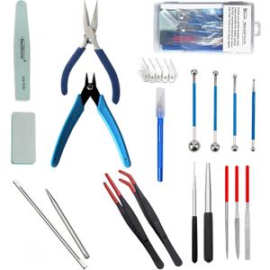 Metal Puzzle Tool Kit,3D Metal Puzzle for Adult Tool Set,Metal Earth Tool Kit Including Plier Bending Assist Tab Edge Cylinder Cone Shape Tools, File and Anti Slip Rubber Tweezers