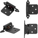 Home Expert 20 Pack (10 Pairs) Matte Black Cabinet Hinges for Kitchen Doors, Self-Closing, 1/2 Inch Overlay (Variable), Semi-Concealed Face Frame, Surface Mount Cabinet Hardware