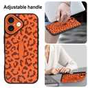 MOWIME Compatible with iPhone 17 Case with Finger Strap, Cheetah Print Shockproof Soft TPU Protective Cover for Women Girls, Anti Scratch Case for iPhone 17 6.3 Inch, Orange