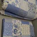 Laura Ashley - Queen Quilt Set, Soft & Reversible Cotton Floral Bedding with a Medium Weight Feel, 3 Piece Bed Set with Matching Pillowcases (Paisley Printed Patchwork Blue)