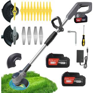 Cordless Weed Wacker Electric Grass Trimmer with 21v 4.0Ah Battery Powered,3-in-1 Brush Cutter Weed Cutter Lawn Trimmer,Lawn,Garden,Yard Care (Gray)