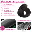 POGINJA Clip in Hair Extensions Real Human Hair, Remy Human Hair Clip in Extensions for Black Women, Invisible Natural Straight Seamless Clip ins Hair Extensions 8pcs Double Weft #1B 14inch 80g
