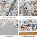 3x8 Washable Non-Slip Runner Rug Modern Abstract Neutral Wide Carpet Runner for Kitchen, Hallway, Entryway, Bathroom, Bedroom Low-Pile Thin Floor Mat (Blue Brown)