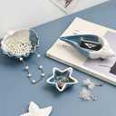 Starfish Jewelry Dish Tray - Ceramic Ring and Trinket Holder - Ocean Style Table Decoration for Earrings and Candy Storage