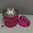 Healthy Human Travel Pet Bento Bowls - Leak Proof, Human-Grade Stainless Steel & BPA-Free, 3-Pack Water & Food Container Set, Clips & Handle (Pink)