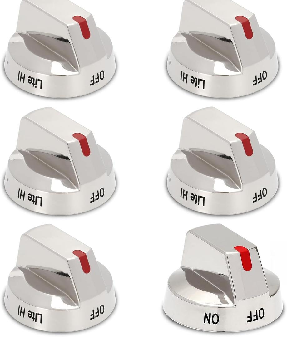 DG94-01712A Stove knob&DG94-01713A Light knob (6 Pack) Gas Range Burner Control Dial Knob for Samsung Range Oven Stove NX58M9420SS NX58M9420SSAA NX58M9420SSAA-00