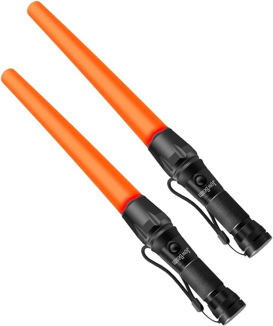 16 inch Traffic Wand Small Orange LED Safety Signal Wand Work Light Flashlight with Cone Flashing Modes,Wrist Strap Lanyard,Using 3 AAA Batteries(Not Included) A200 (2 Packs)
