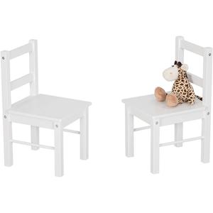 UTEX Child's Wooden Chair Pair for Play or Activity, Set of 2, White