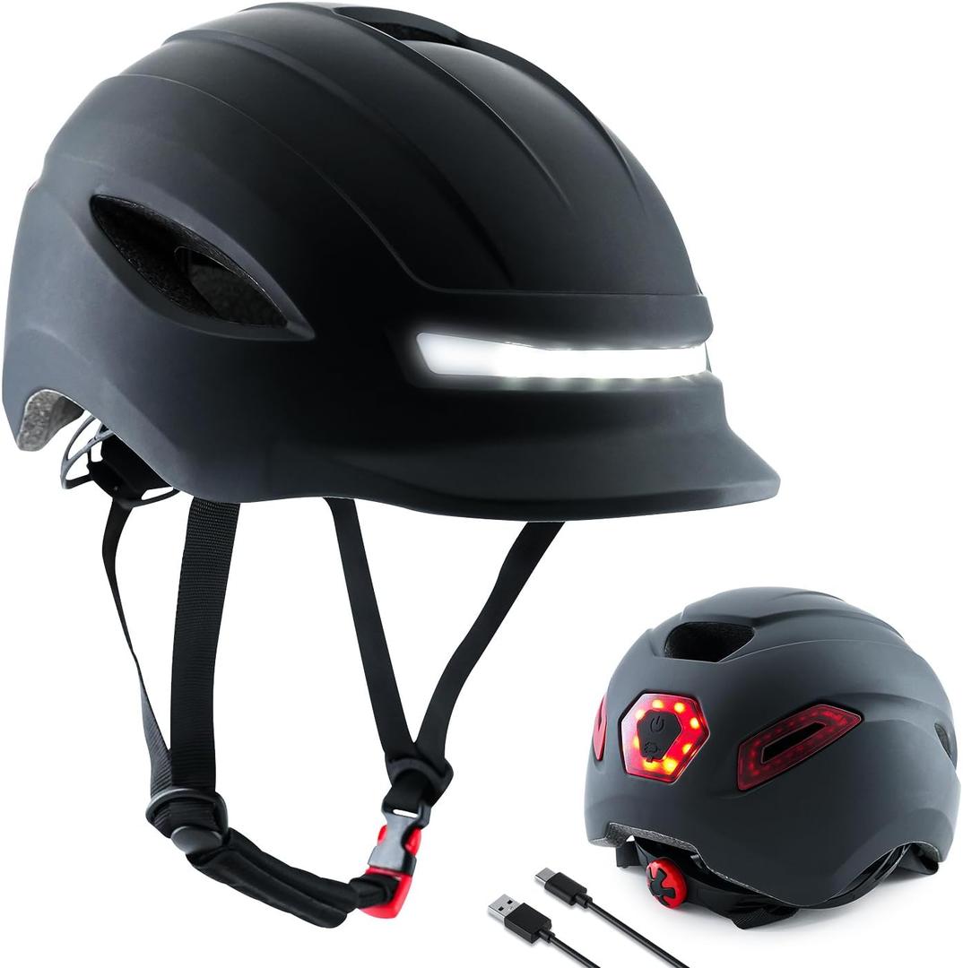 Masdio Lightweight Bicycle Helmets with LED Lights, Adult Bike Helmets, Large & Standard Size, Helmets for Adults