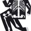 Dolphin&Fish Boy Pajamas Long Sleeve Cotton Kids Clothes Toddler Boys Sleepwear (14, Skeleton Glow in the Dark854)