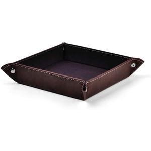 Oirlv Premium Leather Valet Tray for Men Jewelry Organizer, Desktop Storage,Key Wallets Cell Phones Catchall Tray Nightstand or Dresser Organizer Plate (Purple)