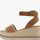Soda “Laguna” ~ Women Square Toe Stitched Single Band Low Heel Espadrille Wedge Sandal with Adjustable Ankle Strap