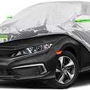 Waterproof Car Cover Custom Fit for 2011-2025 Honda Civic Hatchback, 6 Layers All Weather Car Covers with Zipper Door & Windproof Bands for Sun Snow Rain Dust Protection, Outdoor Indoor