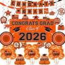 Orange Themed 2026 Graduation Decorations Set - Congrats Grad Banner, Class of 2026 Backdrop, Balloons & Streamers Kit - Complete Party Supplies for High School & College Celebrations