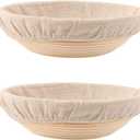 Bread Proofing Baskets Set of 2 12 inch Round Dough Proofing Bowls w/Liners Perfect for Home Sourdough Bakers Baking