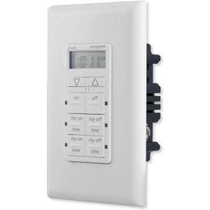 MyTouchSmart In-Wall Digital Timer, 4 Programmable On/Off Buttons, 2 Easy On/Off Buttons, 24 Hour Daily Cycles, Blue LED Indicators, with Battery Backup, for Indoor/Outdoor Lights, Fans, 26893