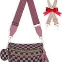 Bum Bags for Women Checkered Crossbody Bag Large Nylon Belt Purse Fanny Packs, Bonus with a Extra Strap